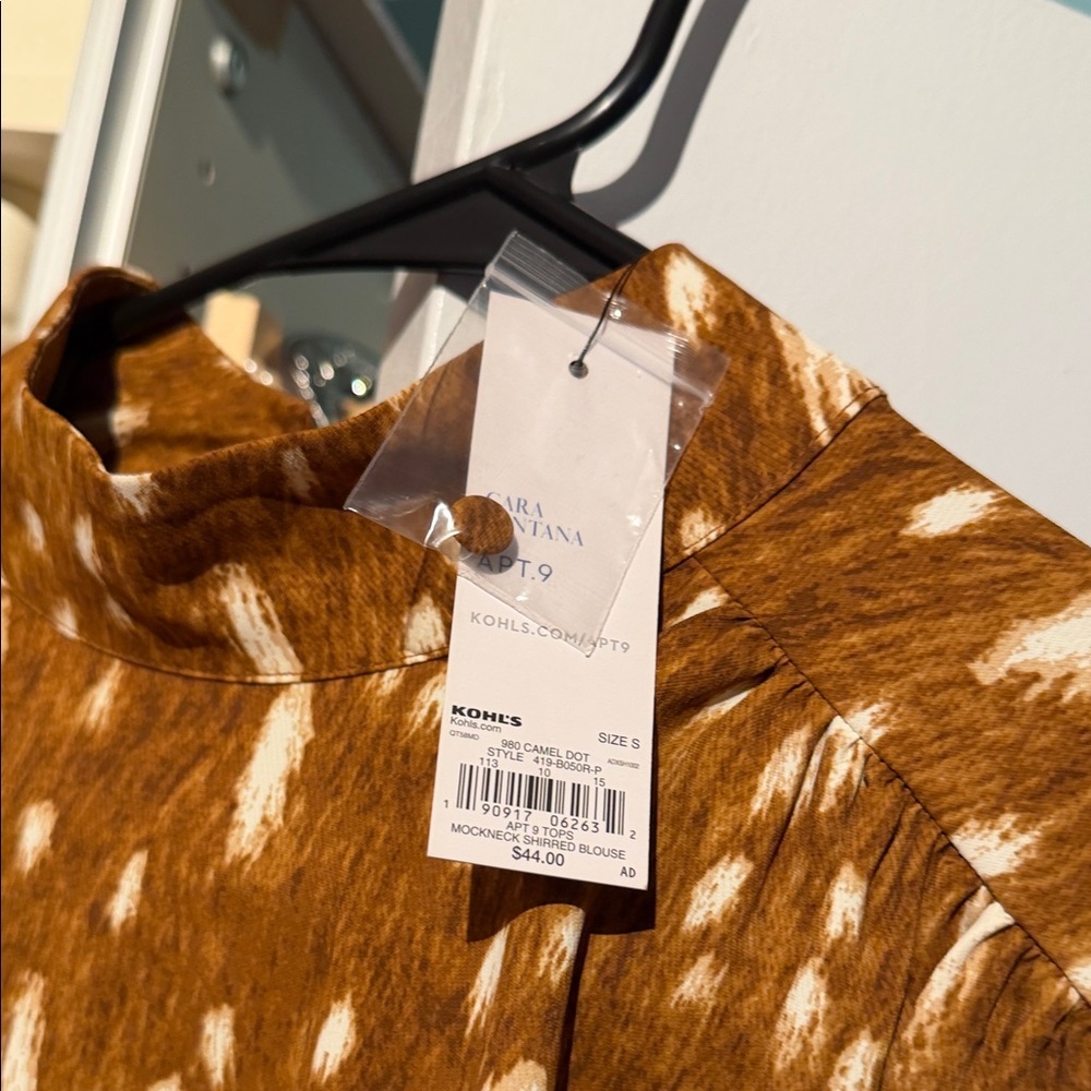 Cara Santa Brown vintage Patterned Women's Top S - Picture 3 of 4